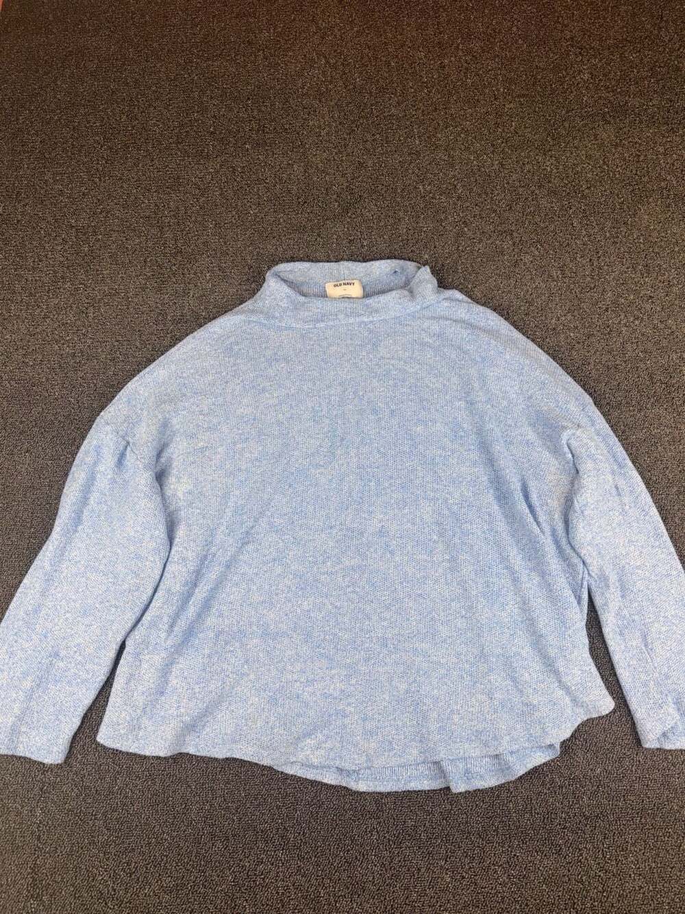 Old Navy Light Blue Speckled Knit Oversized Mock Neck Sweater Size XXL
